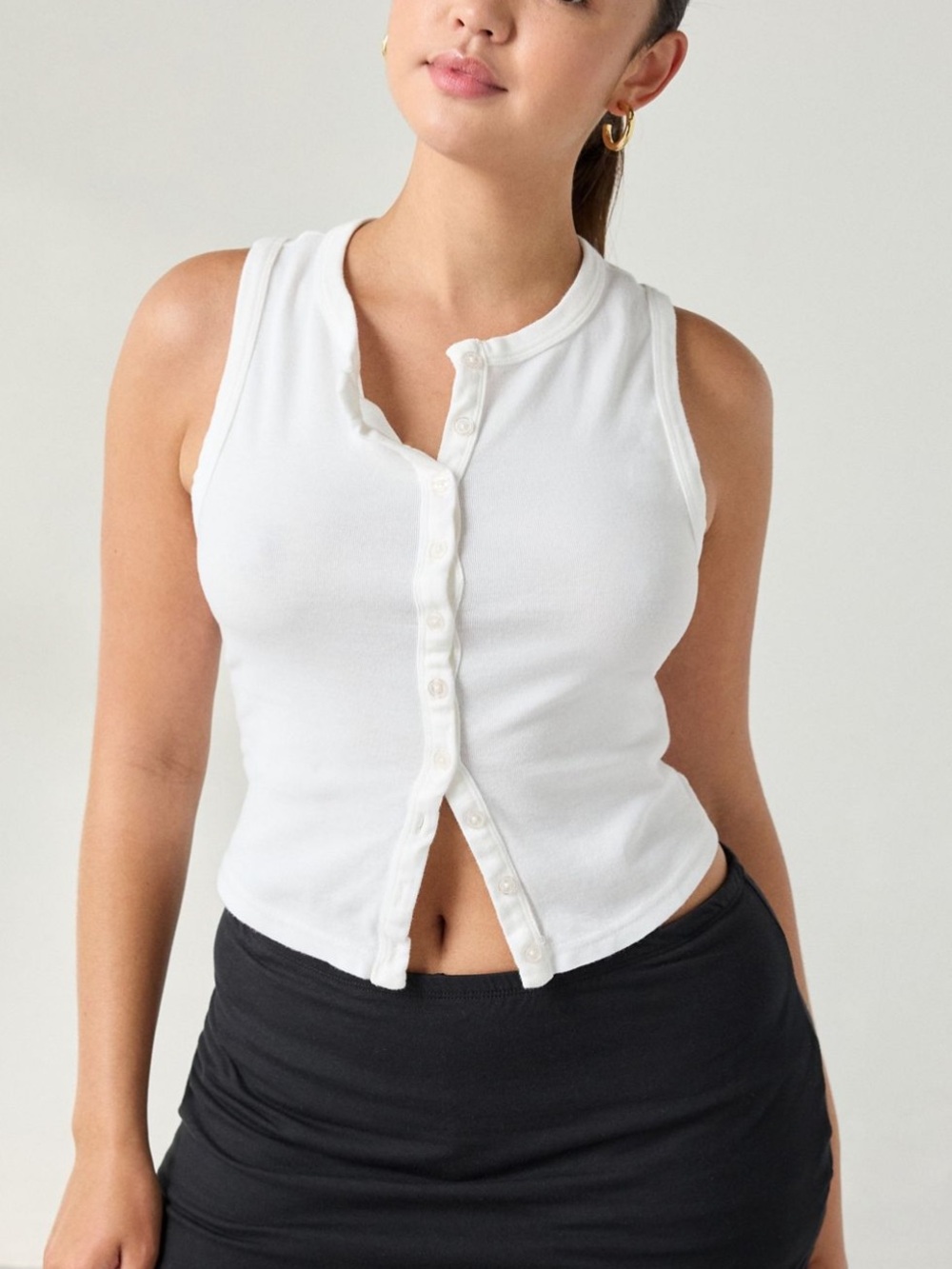 NWT Urban Outfitters BDG Gigi Knit Button-Down Tank Top- White